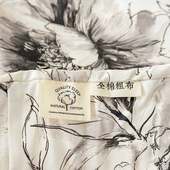 91家纺网 家纺一手货源 找家纺 缦彩 2026新款全棉老粗布床单100%纯棉凉席席子三件套 素墨芳华