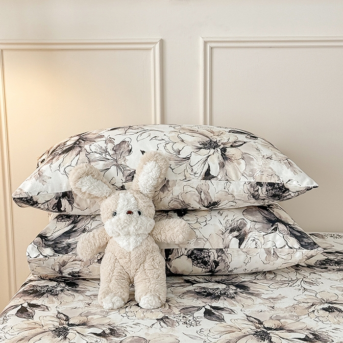 91家纺网 家纺一手货源 找家纺 缦彩 2026新款全棉老粗布床单100%纯棉凉席席子三件套 素墨芳华