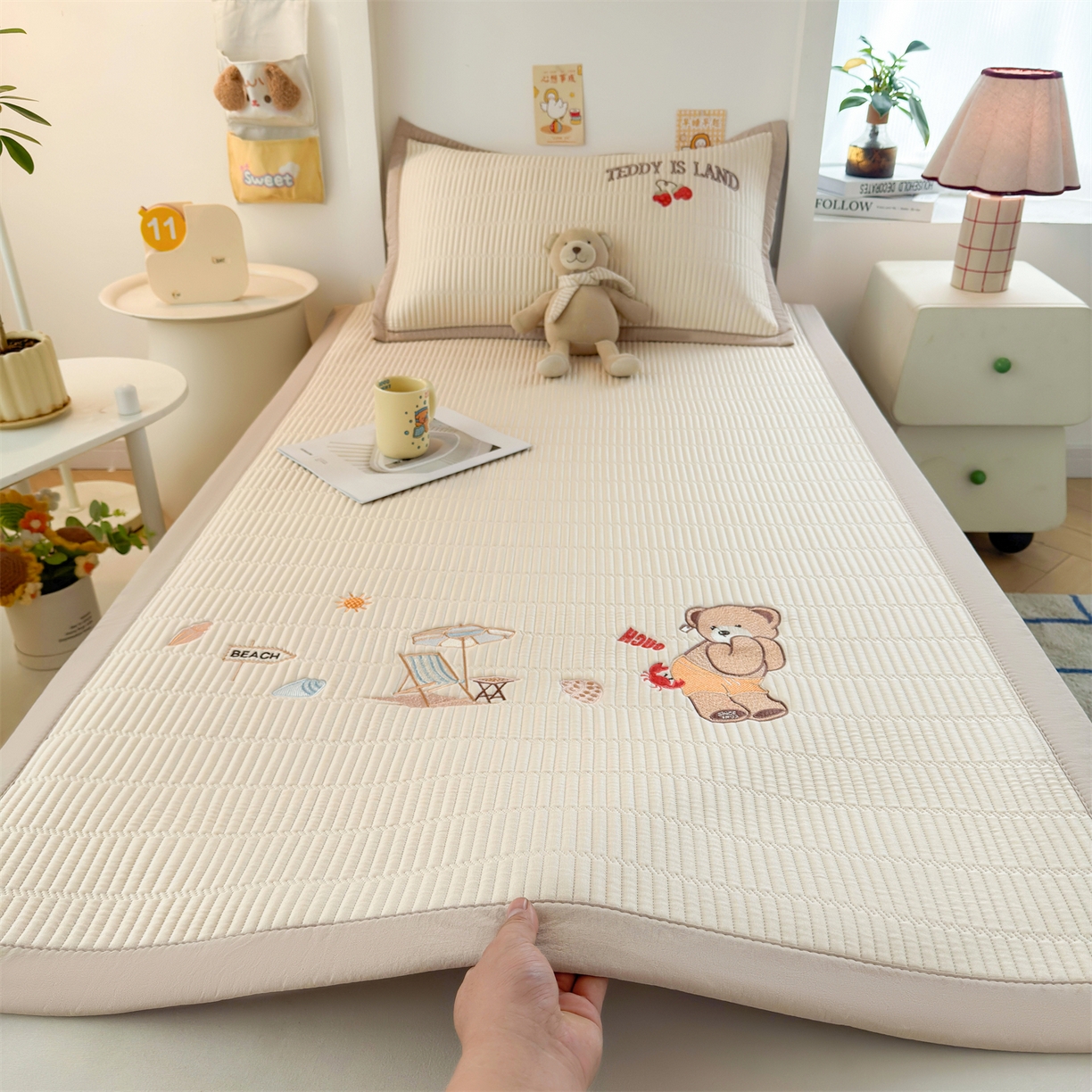 91家纺网 家纺一手货源 找家纺 （总）源舍家纺 2026新款泰迪爱兰系列学生床冰豆豆凉席空调软席