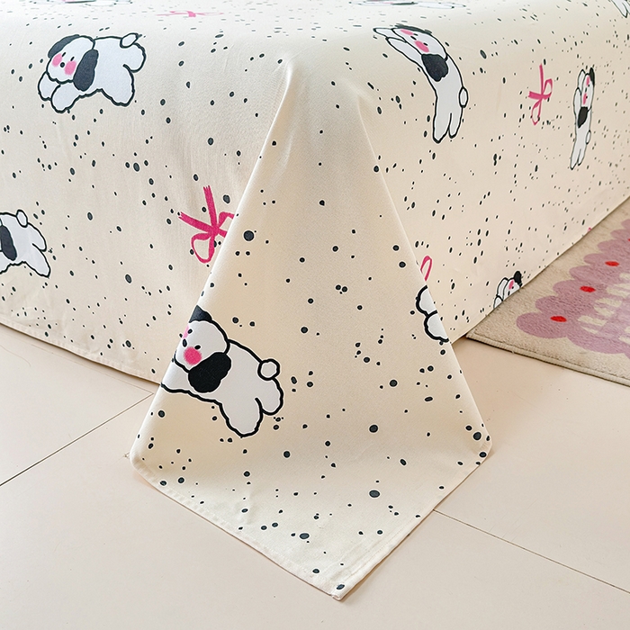 91家纺网 家纺一手货源 找家纺 缦彩 2026新款全棉老粗布床单100%纯棉凉席席子三件套 星点萌宠