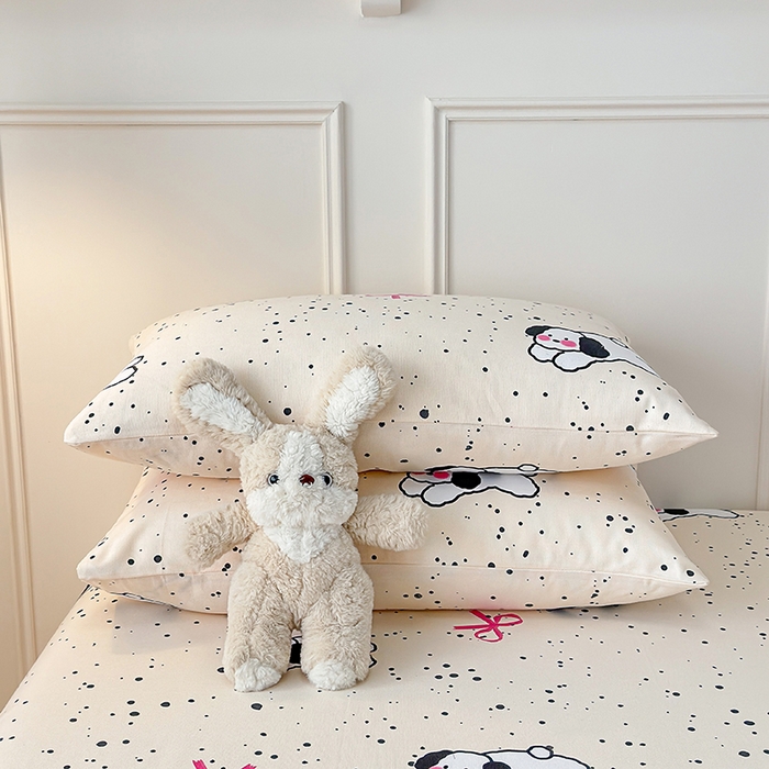 91家纺网 家纺一手货源 找家纺 缦彩 2026新款全棉老粗布床单100%纯棉凉席席子三件套 星点萌宠