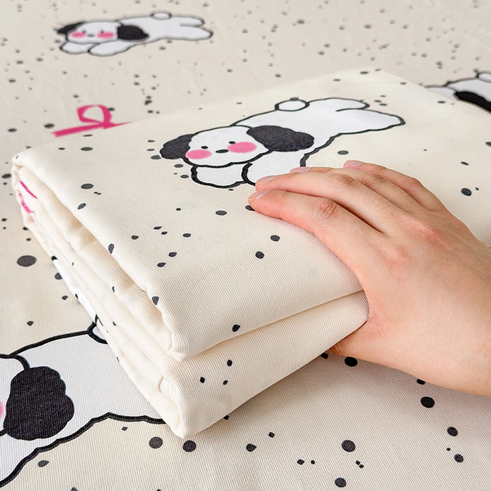 91家纺网 家纺一手货源 找家纺 缦彩 2026新款全棉老粗布床单100%纯棉凉席席子三件套 星点萌宠