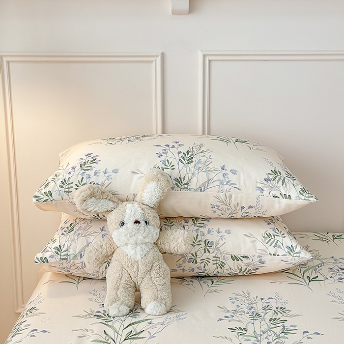 91家纺网 家纺一手货源 找家纺 缦彩 2026新款全棉老粗布床单100%纯棉凉席席子三件套 云间青色