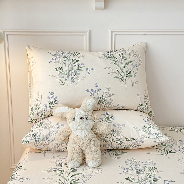 91家纺网 家纺一手货源 找家纺 缦彩 2026新款全棉老粗布床单100%纯棉凉席席子三件套 云间青色