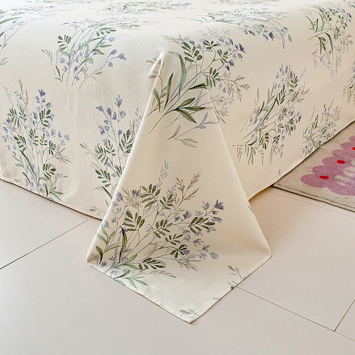 91家纺网 家纺一手货源 找家纺 缦彩 2026新款全棉老粗布床单100%纯棉凉席席子三件套 云间青色