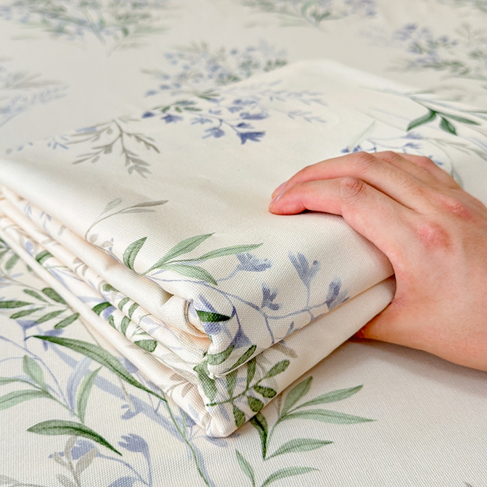 91家纺网 家纺一手货源 找家纺 缦彩 2026新款全棉老粗布床单100%纯棉凉席席子三件套 云间青色