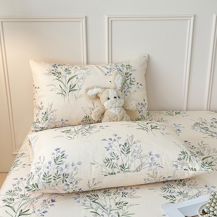 91家纺网 家纺一手货源 找家纺 缦彩 2026新款全棉老粗布床单100%纯棉凉席席子三件套 云间青色