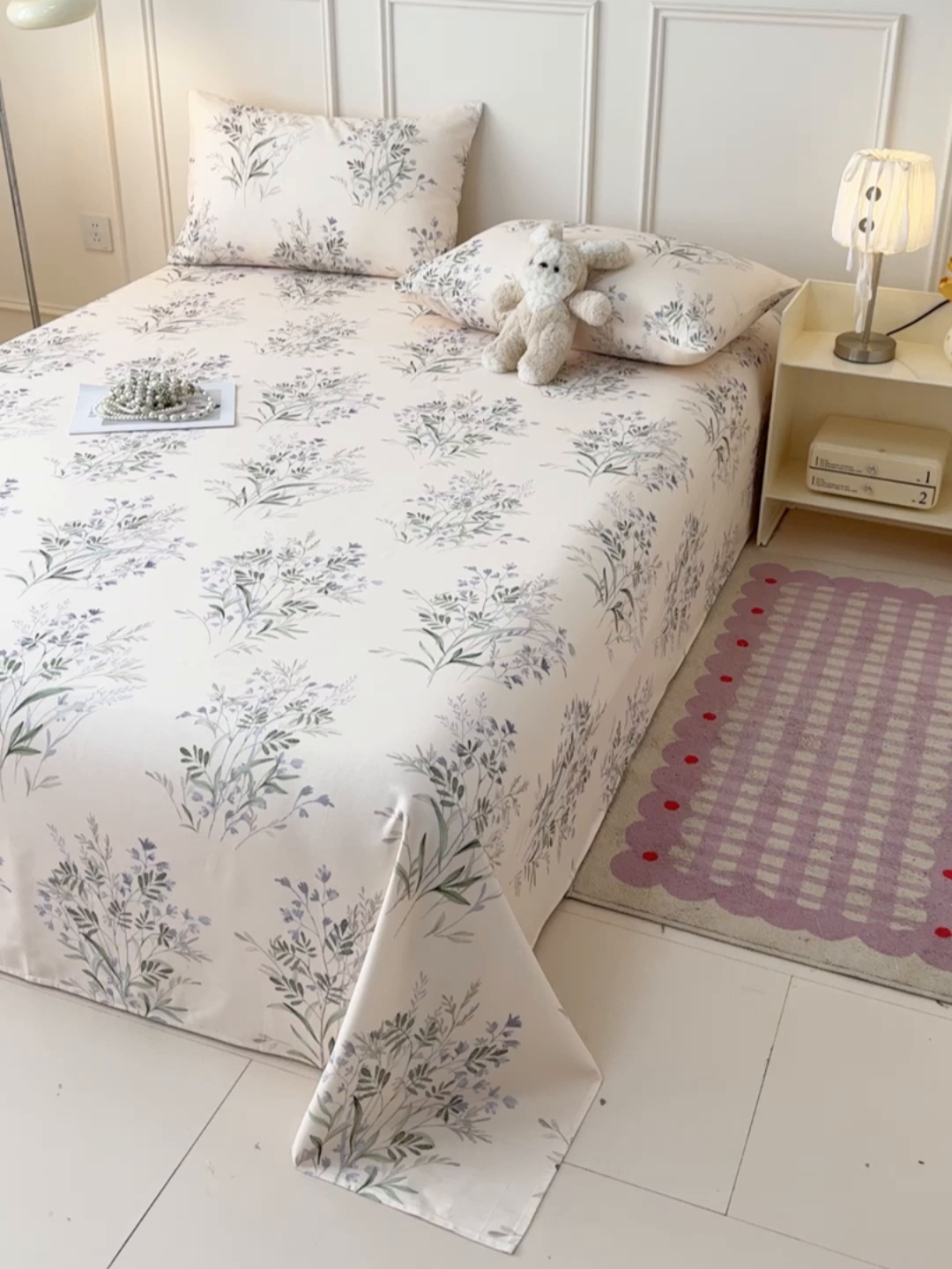 91家纺网 家纺一手货源 找家纺 缦彩 2026新款全棉老粗布床单100%纯棉凉席席子三件套 云间青色