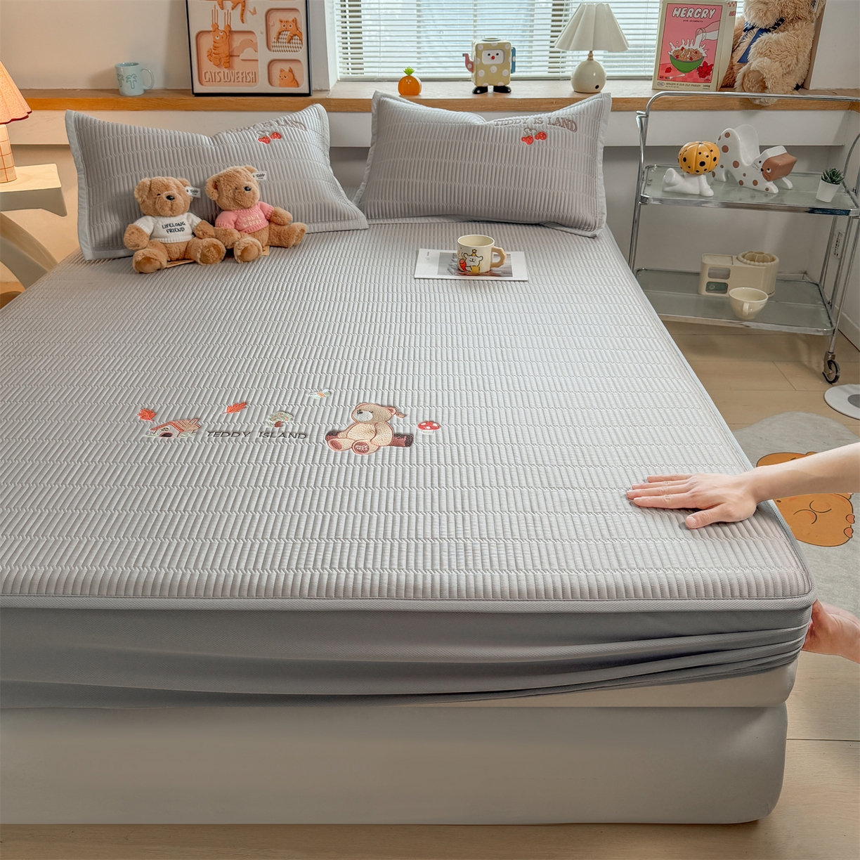 91家纺网 家纺一手货源 找家纺 （总）源舍家纺 2026新款A类高端刺绣pe乙纶冰豆豆席空调软席爱兰系列正版授权（提供买家秀）