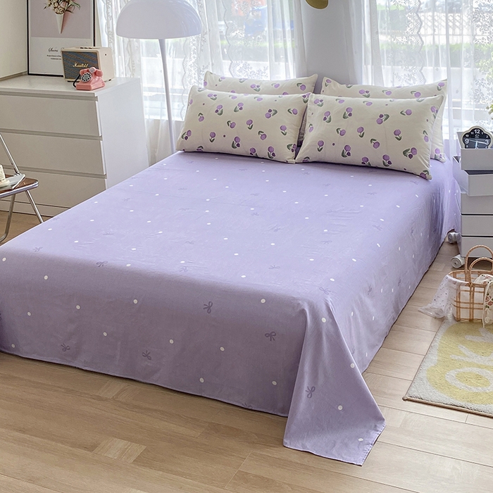 91家纺网 家纺一手货源 找家纺 宇彬家纺 2026直播新款13372A类全棉纯棉印花单双人被套喷气小清新简约热款学生被罩 束朵-紫