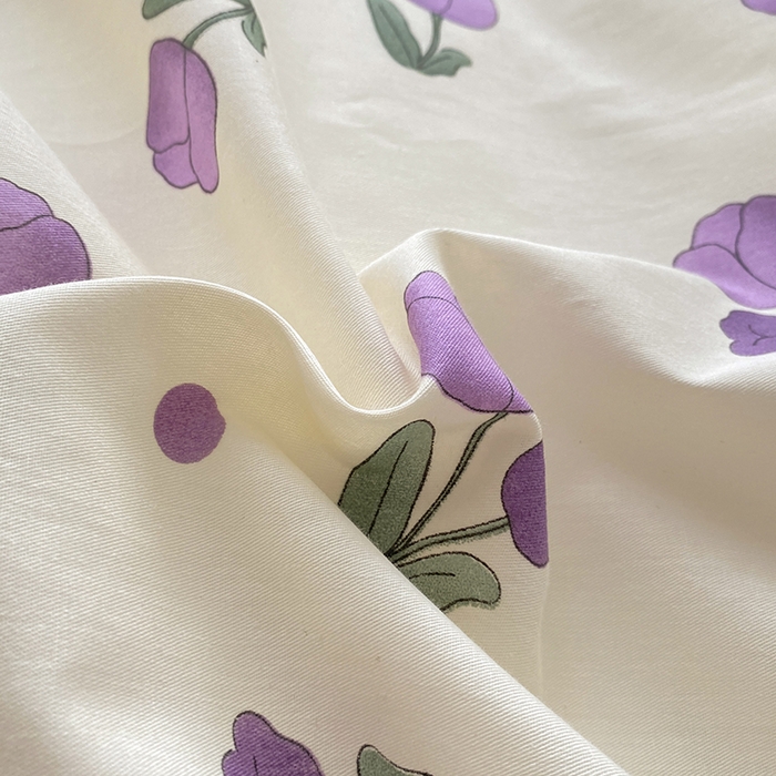 91家纺网 家纺一手货源 找家纺 宇彬家纺 2026直播新款13372A类全棉纯棉印花单双人被套喷气小清新简约热款学生被罩 束朵-紫