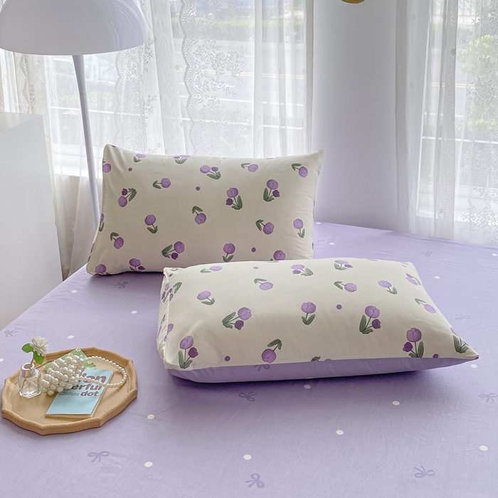 91家纺网 家纺一手货源 找家纺 宇彬家纺 2026直播新款13372A类全棉纯棉印花单双人被套喷气小清新简约热款学生被罩 束朵-紫