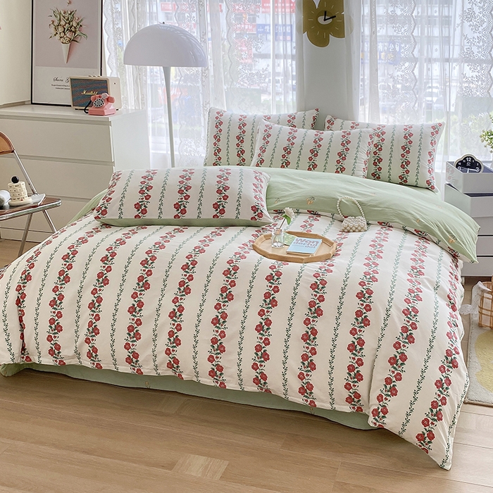 91家纺网 家纺一手货源 找家纺 宇彬家纺 2026直播新款13372A类全棉纯棉印花单双人被套喷气小清新简约热款学生被罩 颂姿