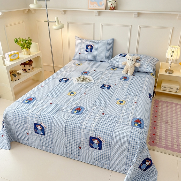 91家纺网 家纺一手货源 找家纺 （总）缦彩 2026新款全棉老粗布床单100%纯棉凉席席子三件套