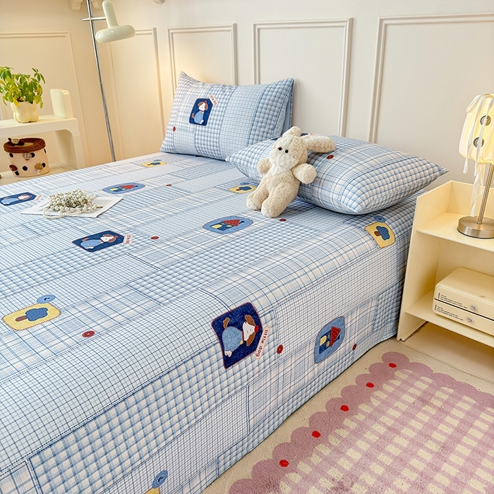 91家纺网 家纺一手货源 找家纺 （总）缦彩 2026新款全棉老粗布床单100%纯棉凉席席子三件套