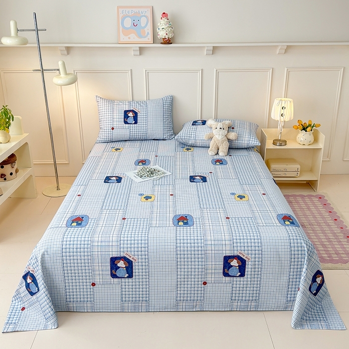 91家纺网 家纺一手货源 找家纺 （总）缦彩 2026新款全棉老粗布床单100%纯棉凉席席子三件套