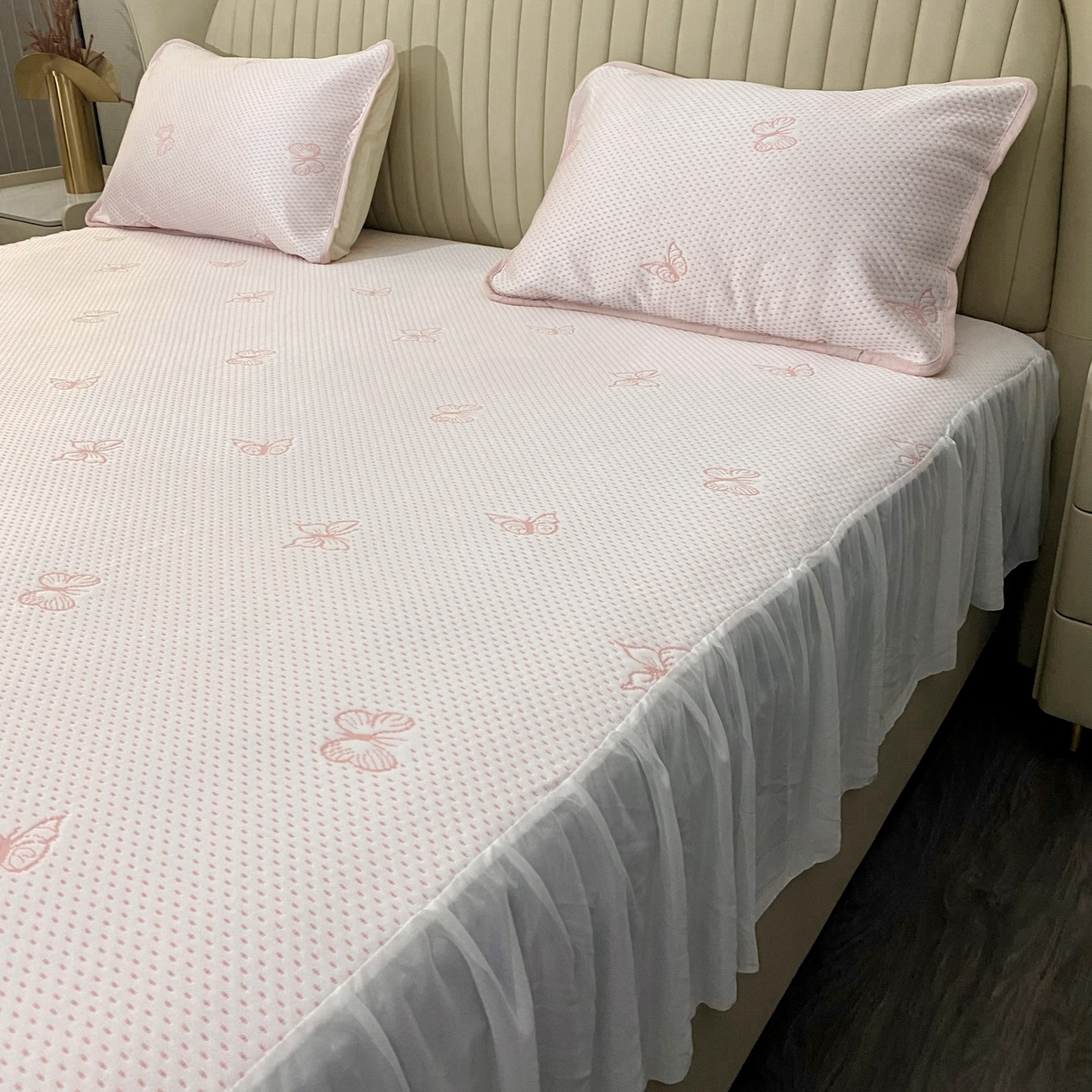 91家纺网 家纺一手货源 找家纺 （总）席匠 2026新款凉豆豆床裙床笠凉席三件套-小蝴蝶系列