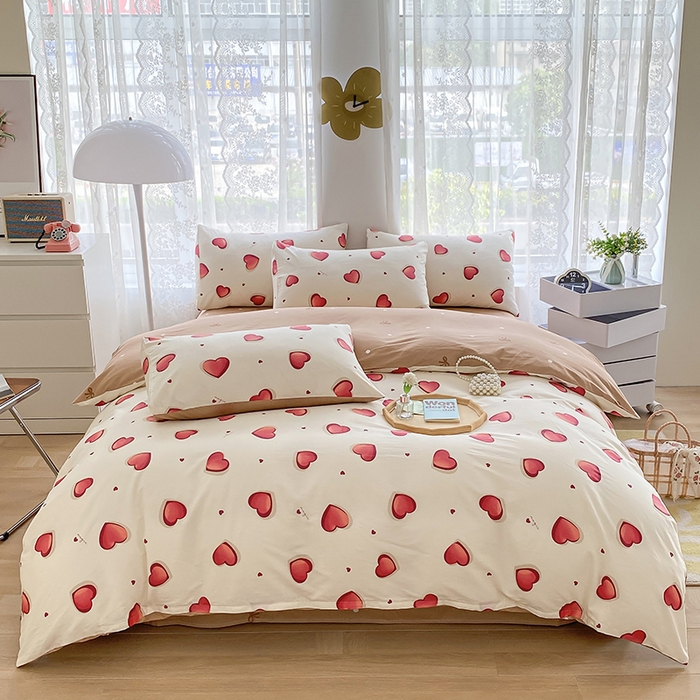 91家纺网 家纺一手货源 找家纺 宇彬家纺 2026直播新款13372A类全棉纯棉印花单双人被套喷气小清新简约热款学生被罩 心雅