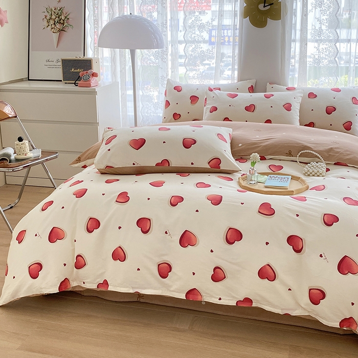 91家纺网 家纺一手货源 找家纺 宇彬家纺 2026直播新款13372A类全棉纯棉印花单双人被套喷气小清新简约热款学生被罩 心雅