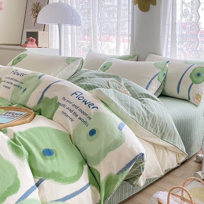 宇彬家纺 2026直播新款13372A类全棉纯棉印花单双人被套喷气小清新简约热款学生被罩 星云集