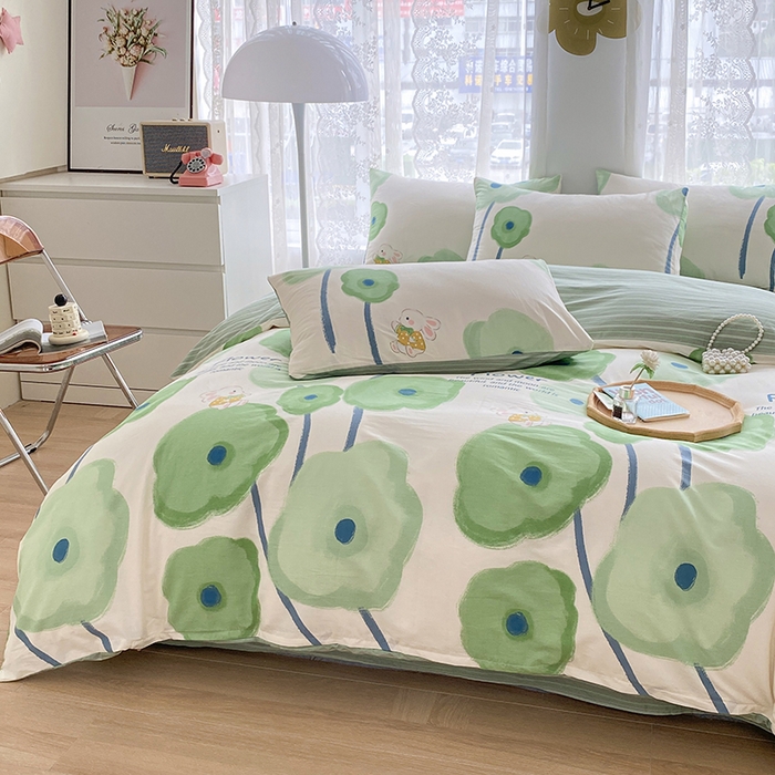 91家纺网 家纺一手货源 找家纺 宇彬家纺 2026直播新款13372A类全棉纯棉印花单双人被套喷气小清新简约热款学生被罩 星云集