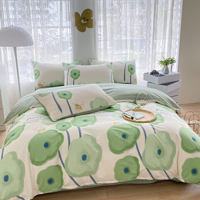 91家纺网 家纺一手货源 找家纺 宇彬家纺 2026直播新款13372A类全棉纯棉印花单双人被套喷气小清新简约热款学生被罩 星云集