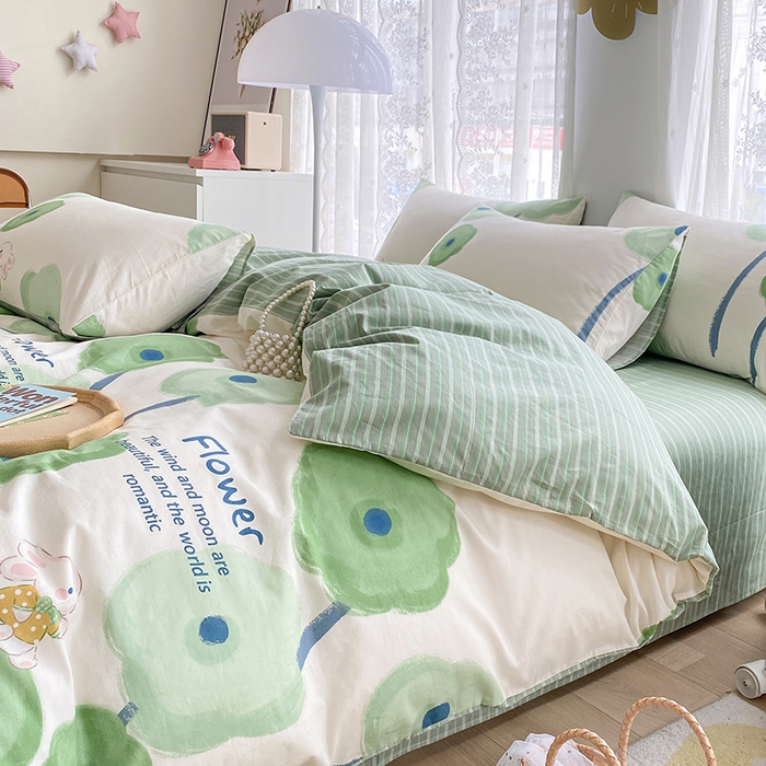 91家纺网 家纺一手货源 找家纺 宇彬家纺 2026直播新款13372A类全棉纯棉印花单双人被套喷气小清新简约热款学生被罩 星云集