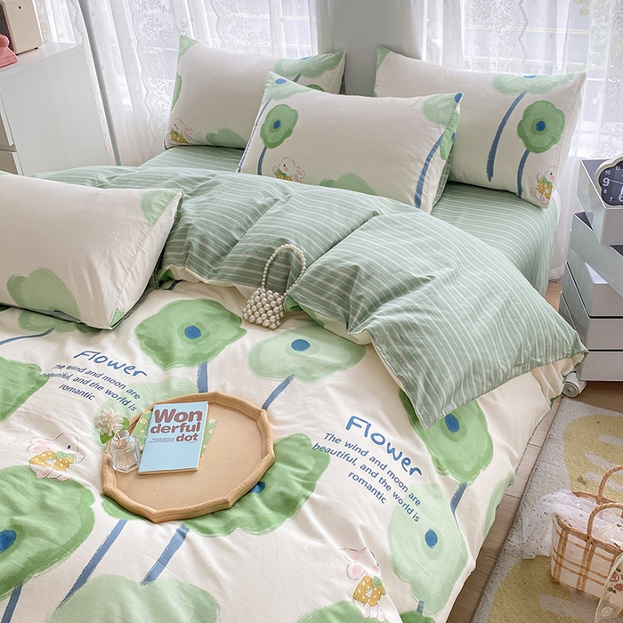 91家纺网 家纺一手货源 找家纺 宇彬家纺 2026直播新款13372A类全棉纯棉印花单双人被套喷气小清新简约热款学生被罩 星云集