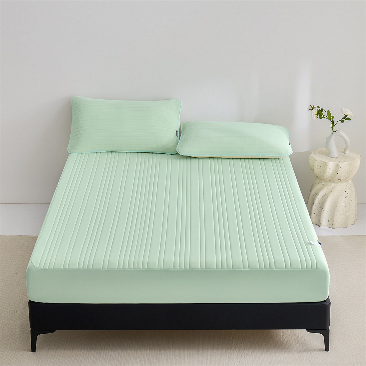 91家纺网 家纺一手货源 找家纺 唯爱品 2026新款星球凉感夏凉垫床笠款 星球凉感垫 浅绿