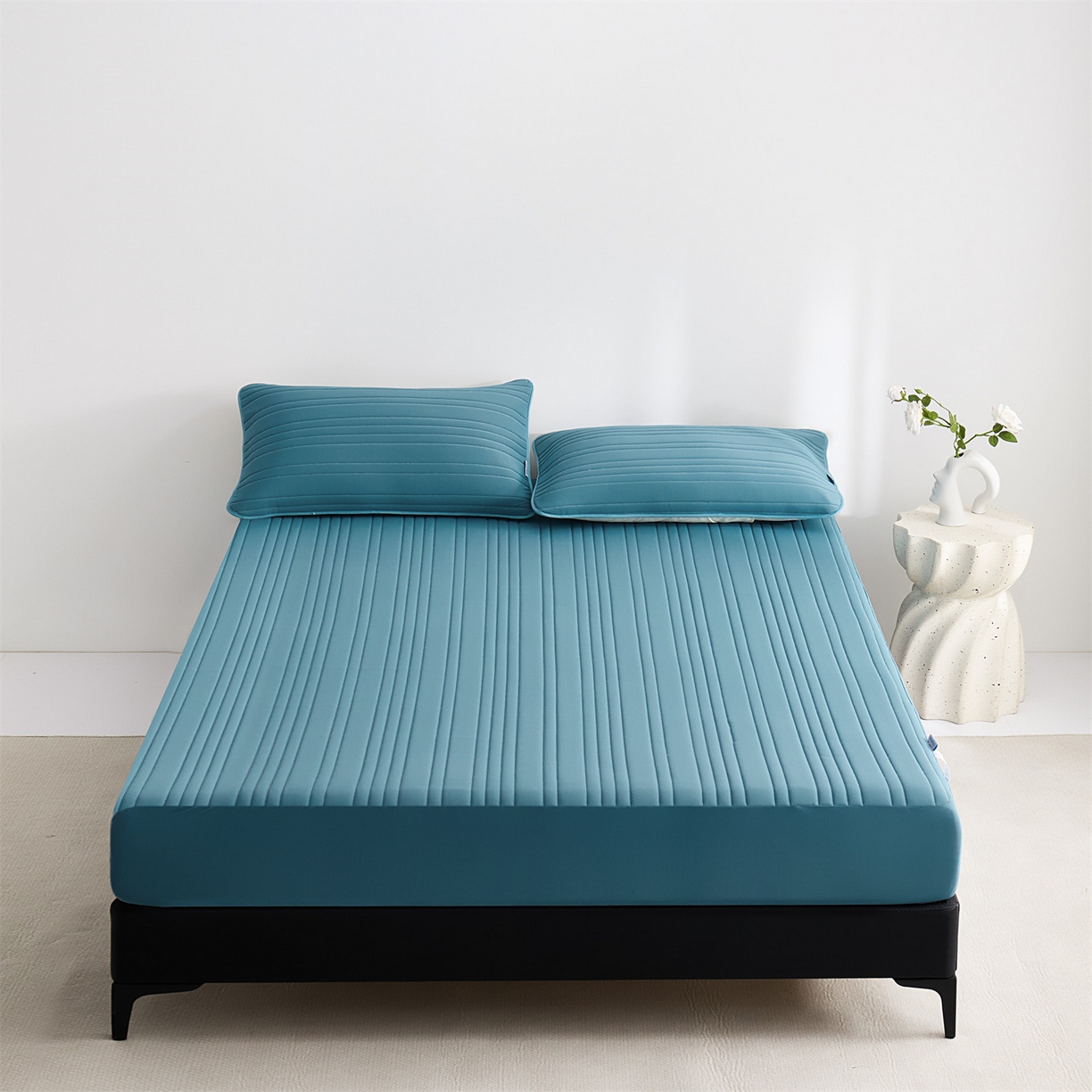 91家纺网 家纺一手货源 找家纺 唯爱品 2026新款星球凉感夏凉垫床笠款 星球凉感垫 墨绿