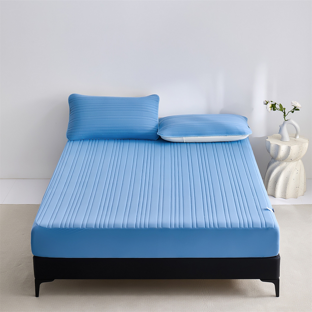 91家纺网 家纺一手货源 找家纺 唯爱品 2026新款星球凉感夏凉垫床笠款 星球凉感垫 浅蓝