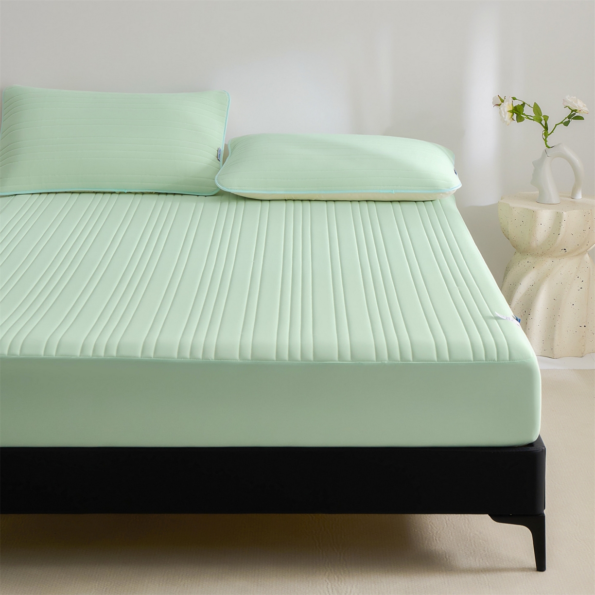 91家纺网 家纺一手货源 找家纺 唯爱品 2026新款星球凉感夏凉垫床笠款 星球凉感垫 浅绿