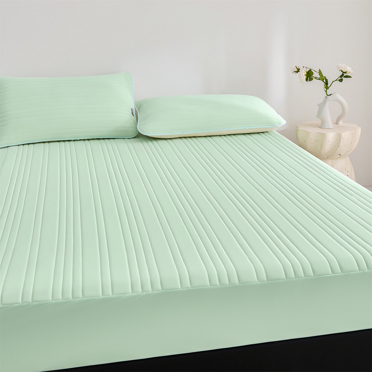 91家纺网 家纺一手货源 找家纺 唯爱品 2026新款星球凉感夏凉垫床笠款 星球凉感垫 浅绿