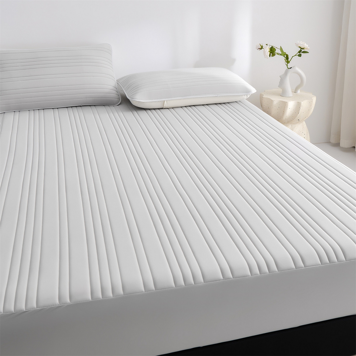 91家纺网 家纺一手货源 找家纺 唯爱品 2026新款星球凉感夏凉垫床笠款 星球凉感垫 浅灰