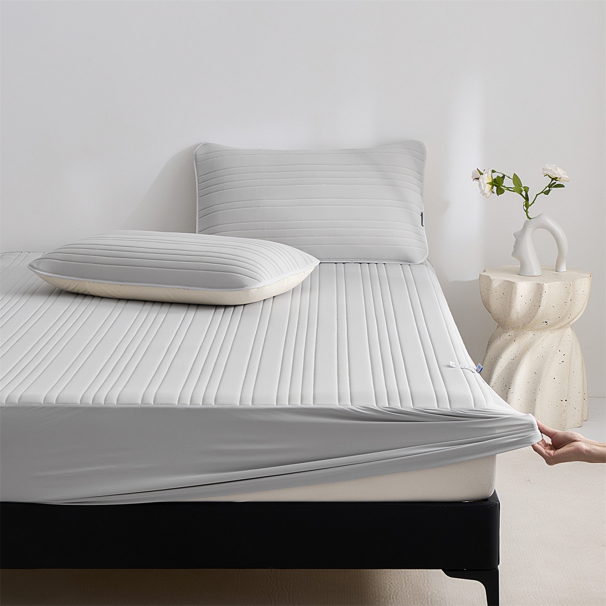 91家纺网 家纺一手货源 找家纺 唯爱品 2026新款星球凉感夏凉垫床笠款 星球凉感垫 浅灰