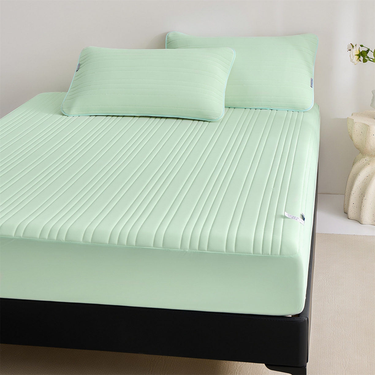 91家纺网 家纺一手货源 找家纺 唯爱品 2026新款星球凉感夏凉垫床笠款 星球凉感垫 浅绿