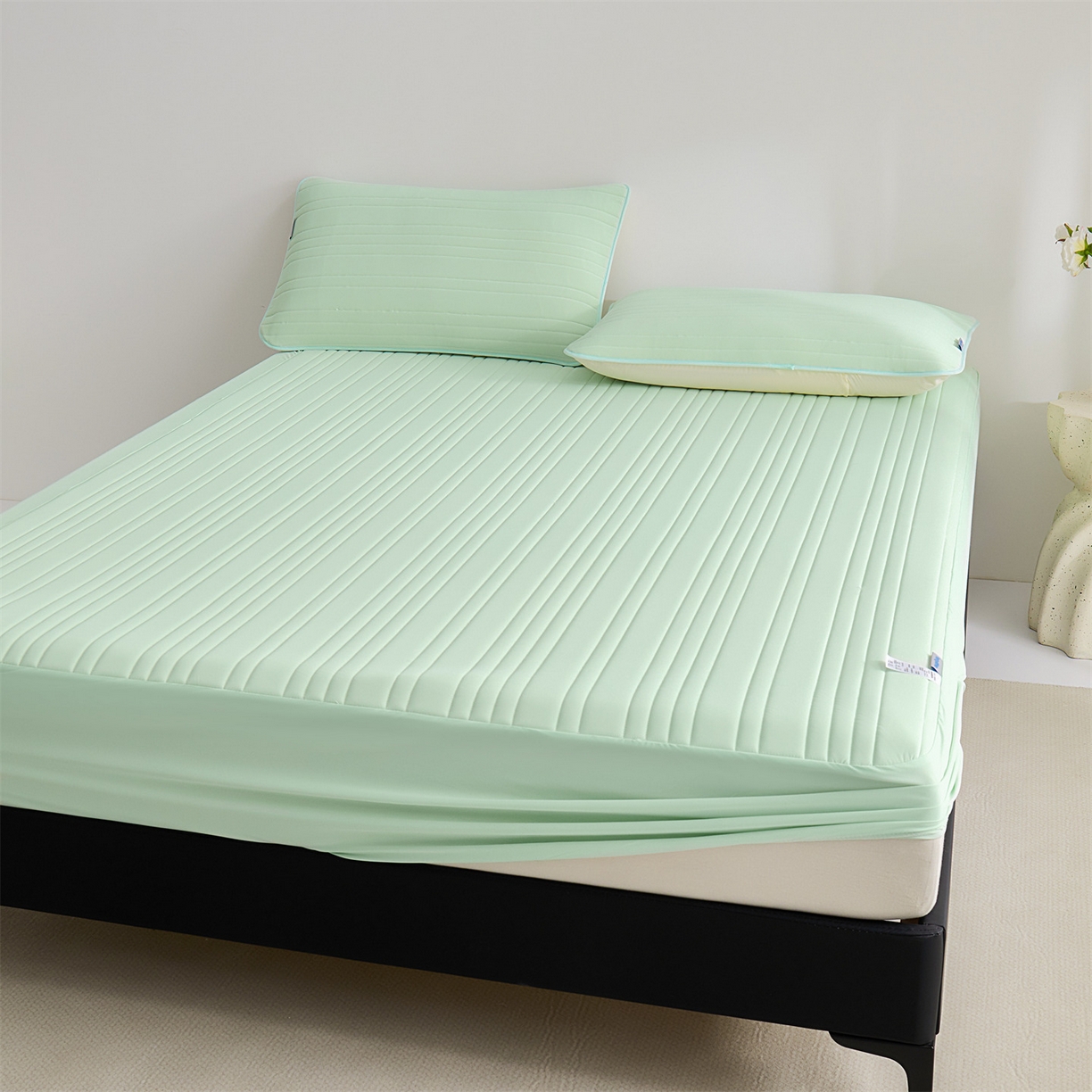 91家纺网 家纺一手货源 找家纺 唯爱品 2026新款星球凉感夏凉垫床笠款 星球凉感垫 浅绿