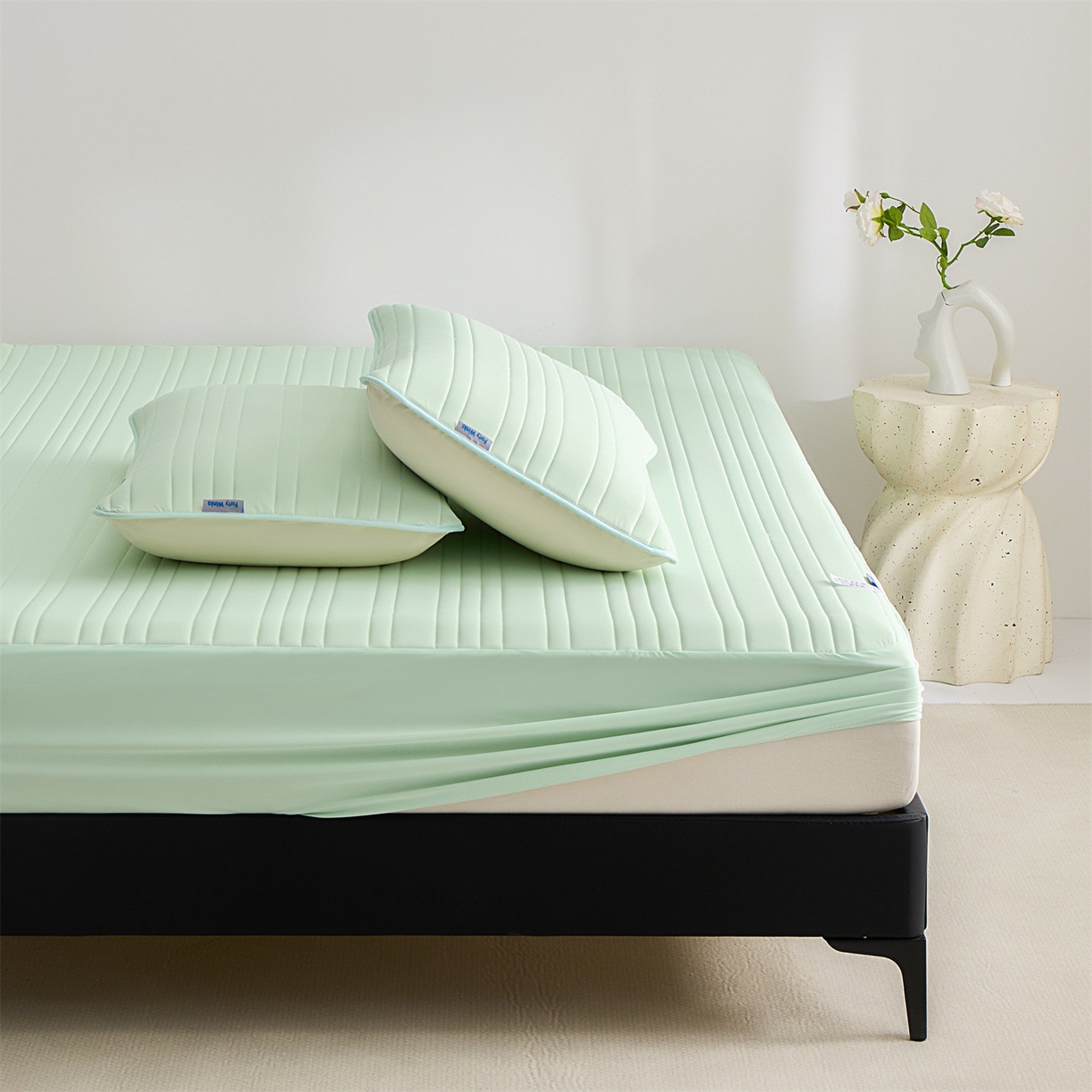 91家纺网 家纺一手货源 找家纺 唯爱品 2026新款星球凉感夏凉垫床笠款 星球凉感垫 浅绿