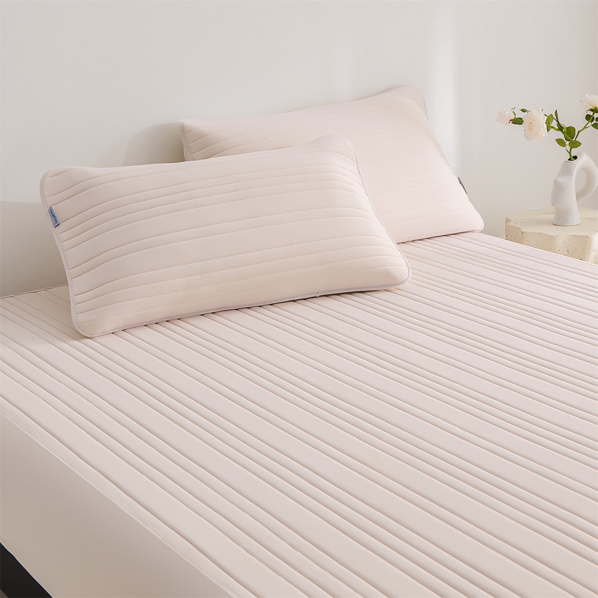 91家纺网 家纺一手货源 找家纺 唯爱品 2026新款星球凉感夏凉垫床笠款 星球凉感垫 浅粉