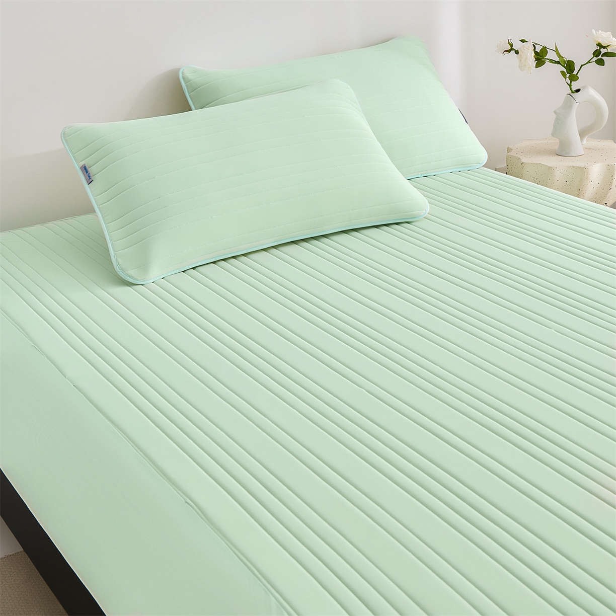 91家纺网 家纺一手货源 找家纺 唯爱品 2026新款星球凉感夏凉垫床笠款 星球凉感垫 浅绿