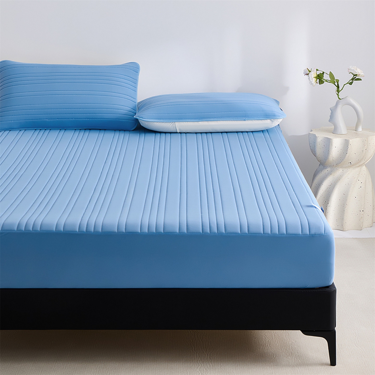 91家纺网 家纺一手货源 找家纺 唯爱品 2026新款星球凉感夏凉垫床笠款 星球凉感垫 浅蓝