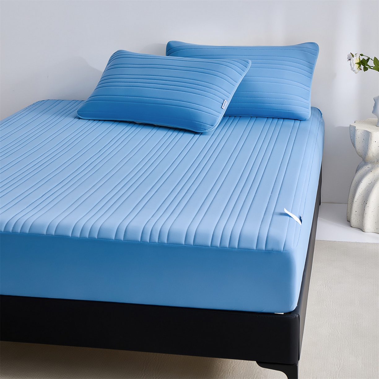 91家纺网 家纺一手货源 找家纺 唯爱品 2026新款星球凉感夏凉垫床笠款 星球凉感垫 浅蓝