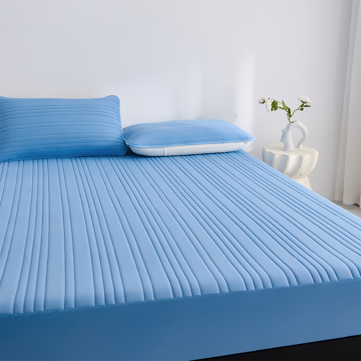 91家纺网 家纺一手货源 找家纺 唯爱品 2026新款星球凉感夏凉垫床笠款 星球凉感垫 浅蓝