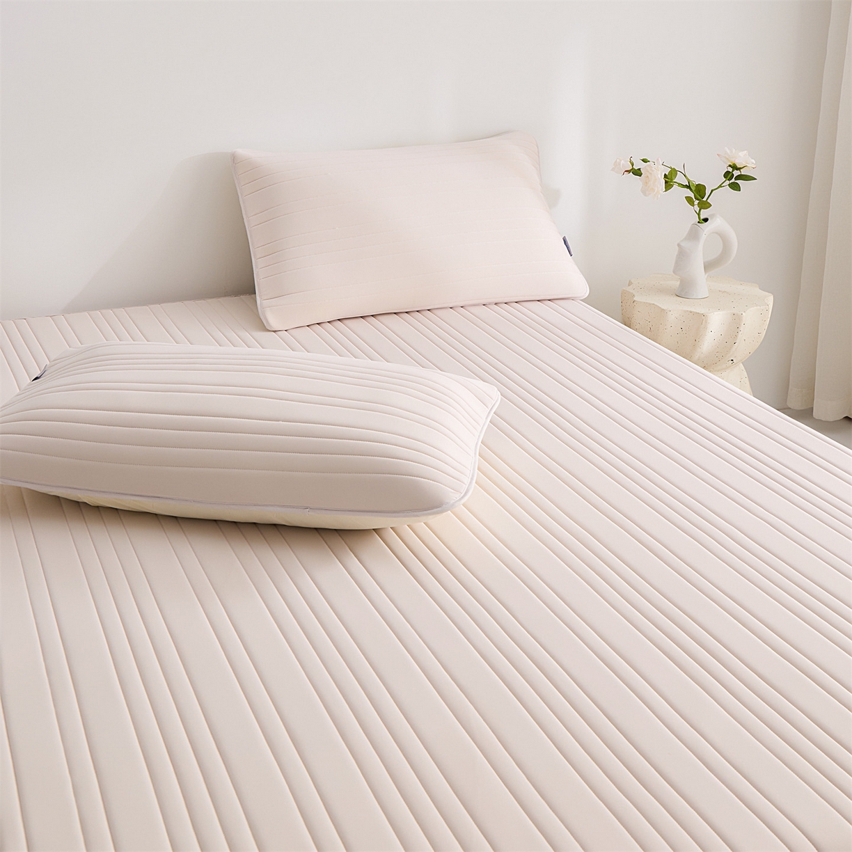 91家纺网 家纺一手货源 找家纺 唯爱品 2026新款星球凉感夏凉垫床笠款 星球凉感垫 浅粉