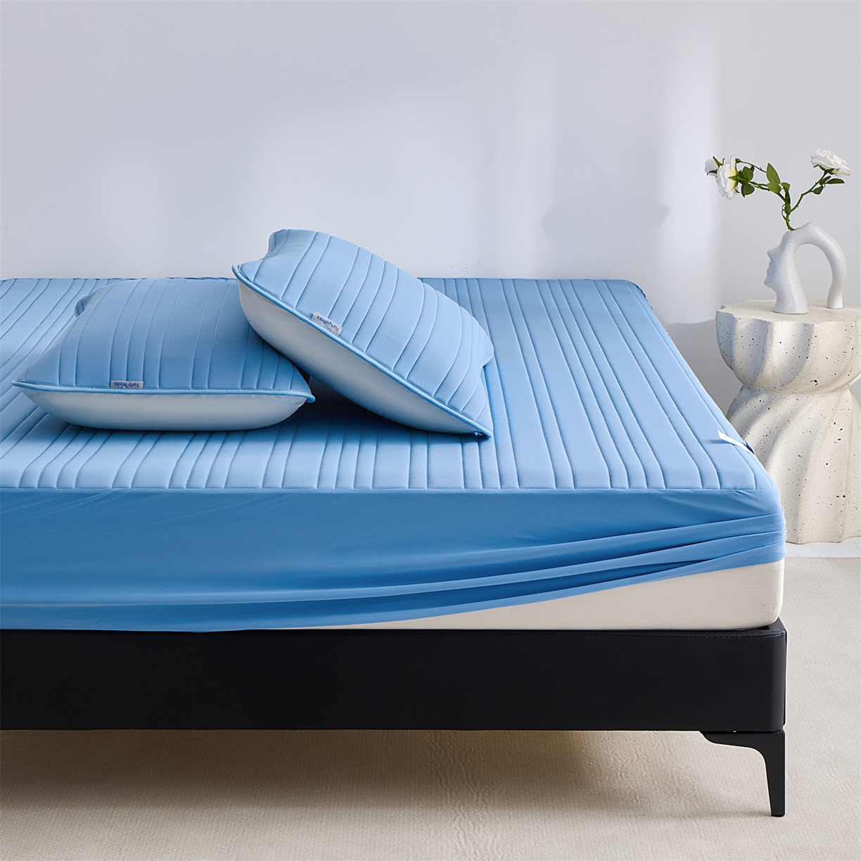 91家纺网 家纺一手货源 找家纺 唯爱品 2026新款星球凉感夏凉垫床笠款 星球凉感垫 浅蓝