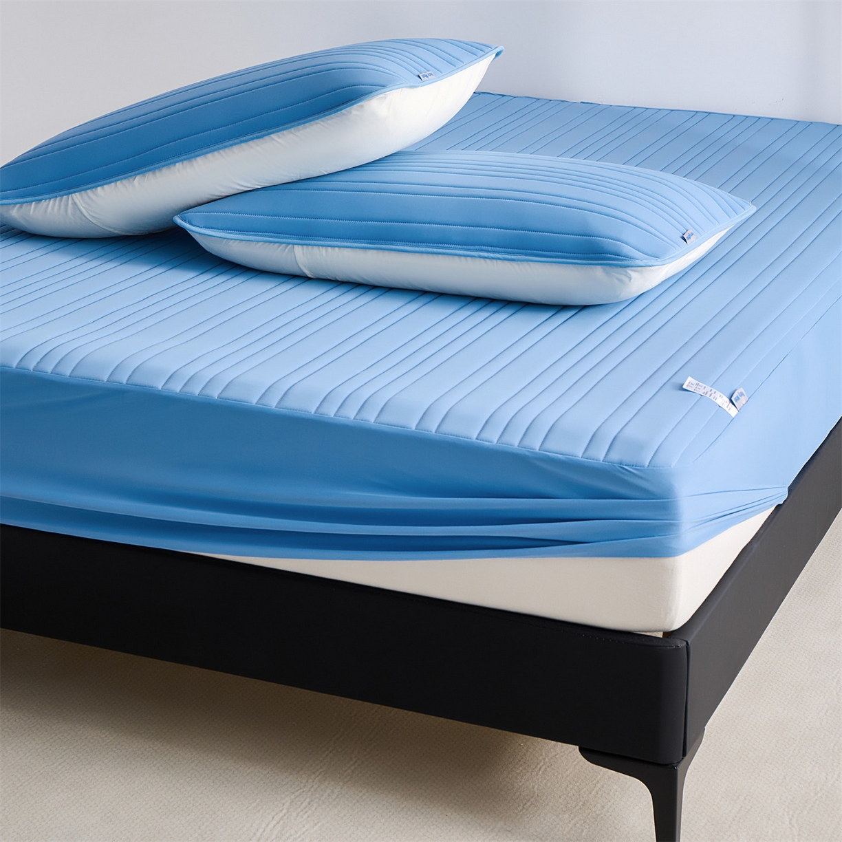 91家纺网 家纺一手货源 找家纺 唯爱品 2026新款星球凉感夏凉垫床笠款 星球凉感垫 浅蓝