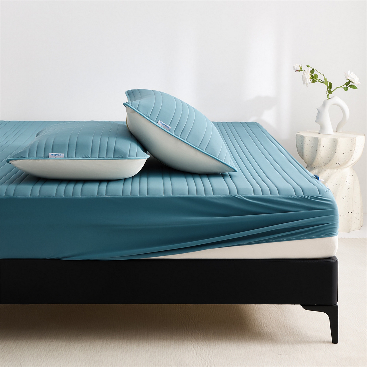 91家纺网 家纺一手货源 找家纺 唯爱品 2026新款星球凉感夏凉垫床笠款 星球凉感垫 墨绿