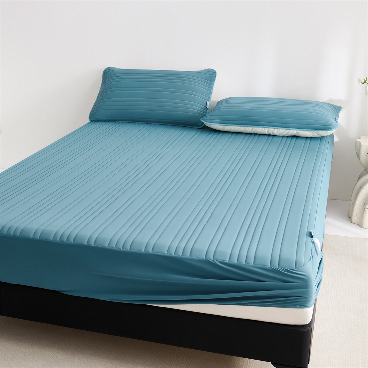 91家纺网 家纺一手货源 找家纺 唯爱品 2026新款星球凉感夏凉垫床笠款 星球凉感垫 墨绿