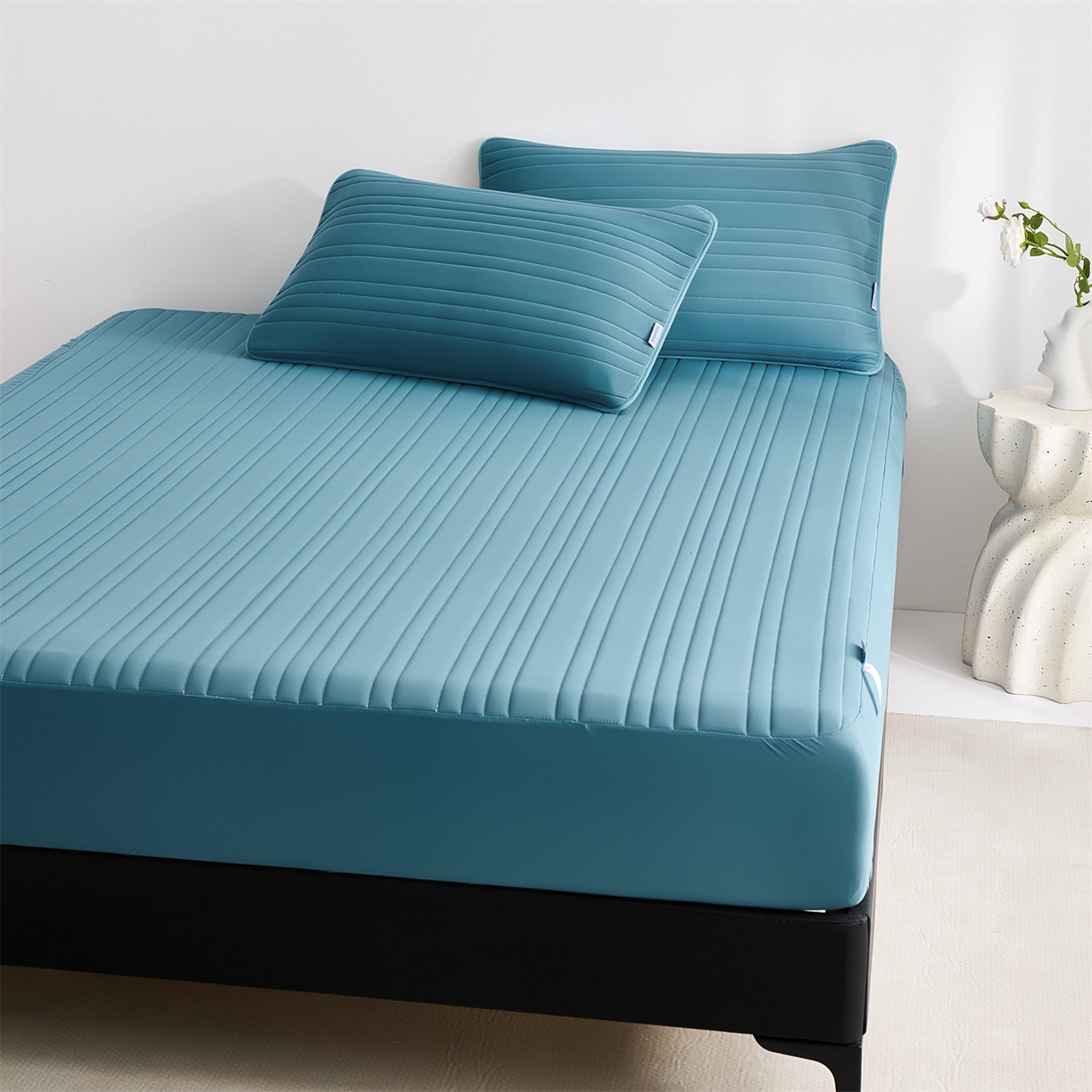 91家纺网 家纺一手货源 找家纺 唯爱品 2026新款星球凉感夏凉垫床笠款 星球凉感垫 墨绿