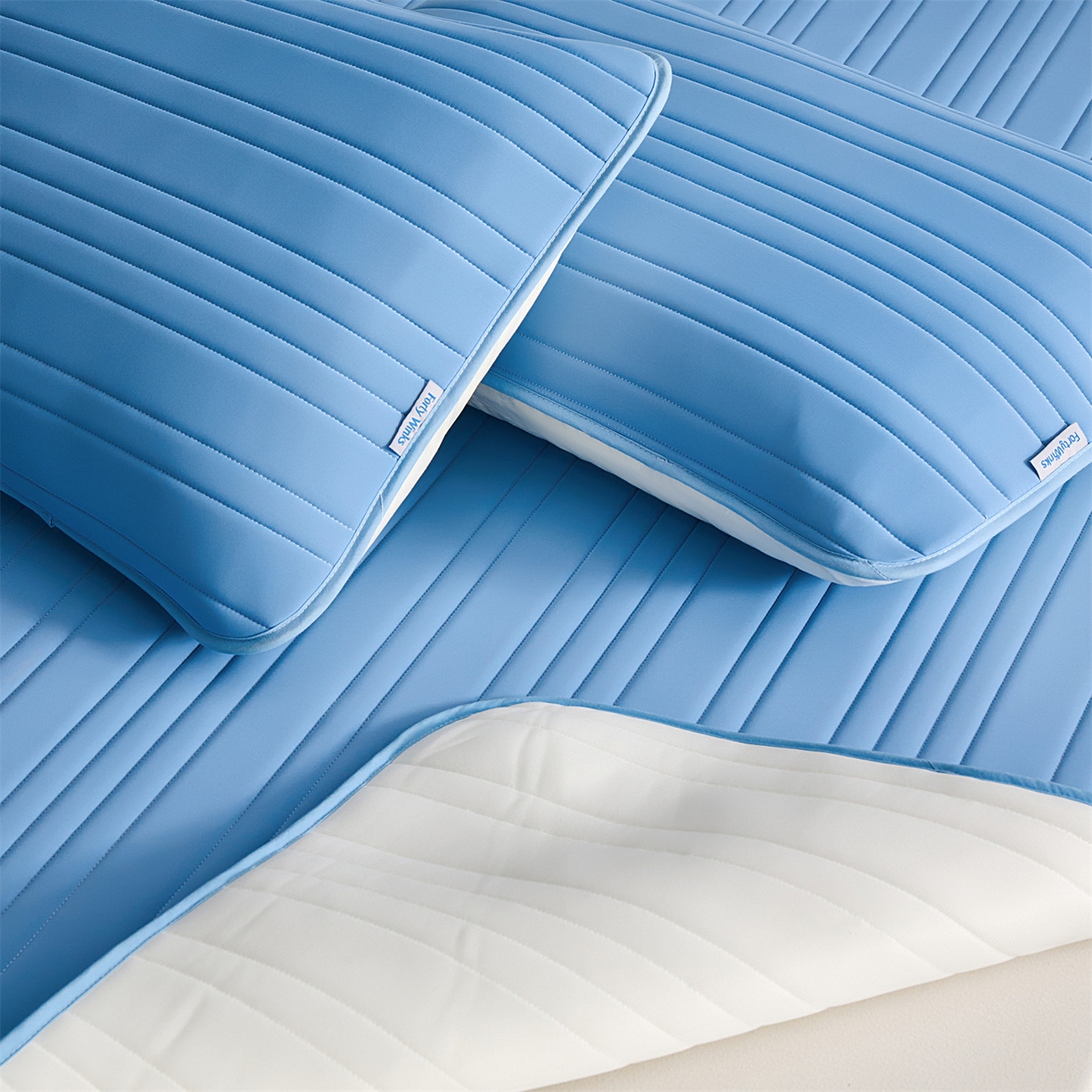 91家纺网 家纺一手货源 找家纺 唯爱品 2026新款星球凉感夏凉垫床笠款 星球凉感垫 浅蓝